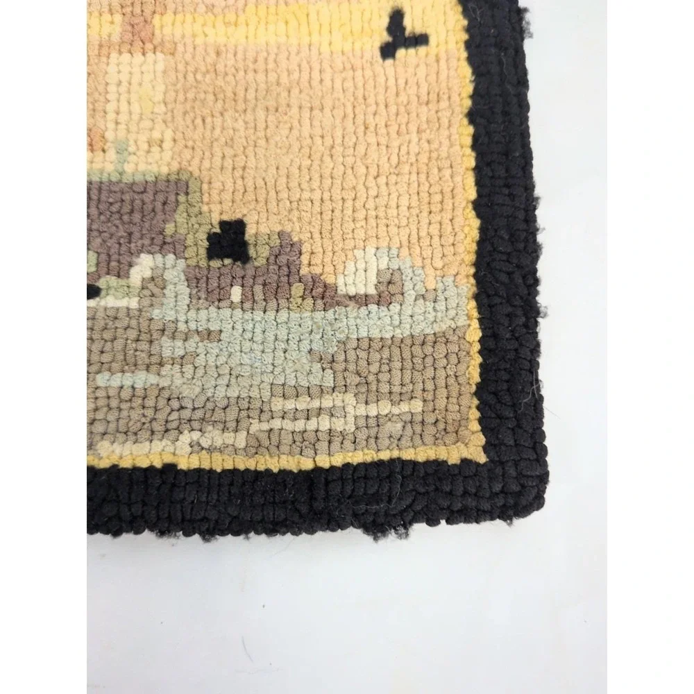 Miniature Grenfell Hooked Rug Lighthouse Ocean Birds 4'x6